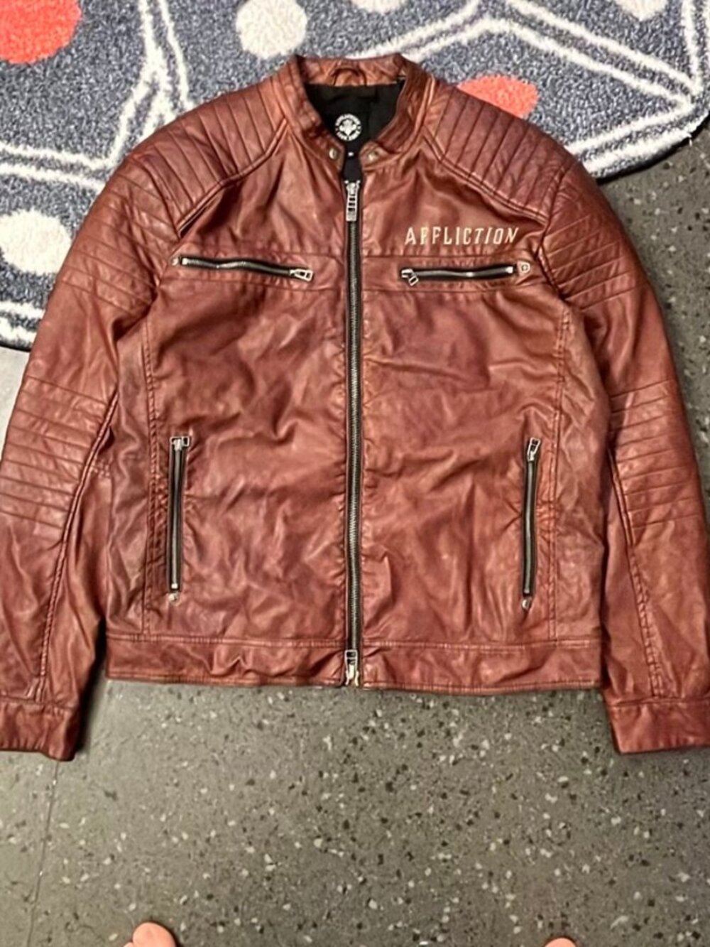 Affliction Live Fast Brown Leather Jacket - XL